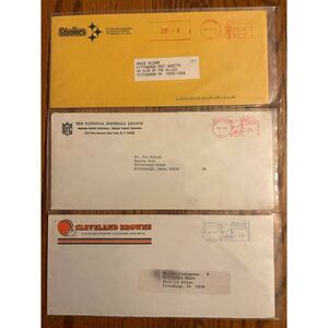 Rare NFL lot of 3 press release envelopes 1970s 1980s Steelers Browns NFL